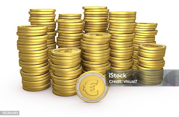 Stack Of Golden Euro Coins Stock Photo - Download Image Now - Coin, Abundance, Achievement