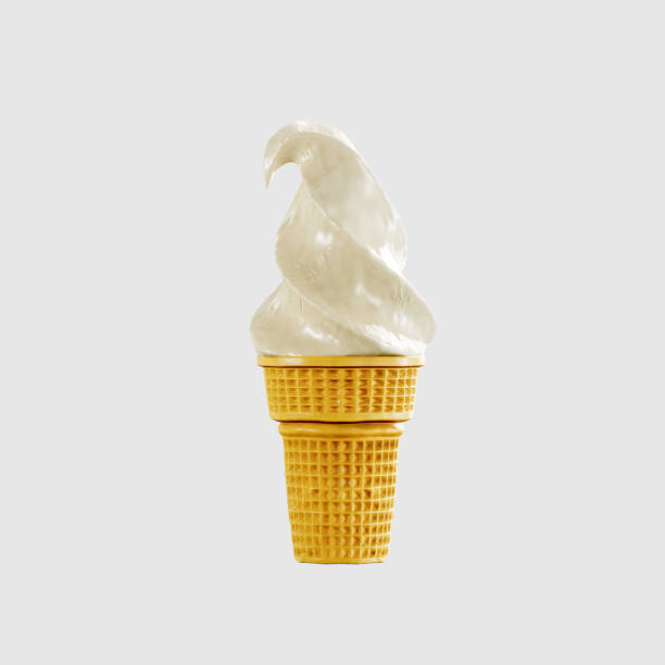 istock Ice cream in a waffle cone is delicious. Highly detailed 3d rendering illustration mock-up front view. Blank Isolated on white background. 1553546401