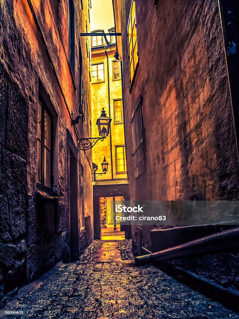 Old Alley à Stockholm - Photo de Antique libre de droits