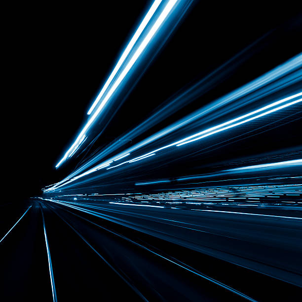 Abstract, long exposure, blue, and blurred city lights
