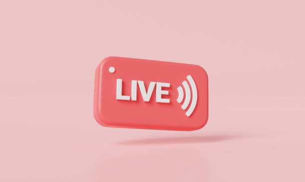 istock Live streaming social media minimal icon. Live stream, online stream, online broadcasting, stream broadcast online meeting zoom, movies and live performances. 3d cartoon render illustration 1553551107