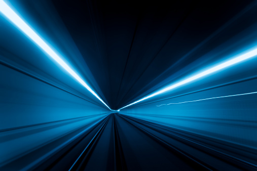 istock Tunnel speed motion light trails 155355393