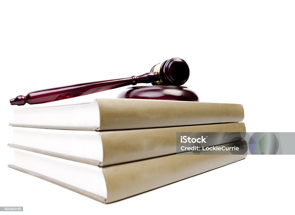 gavel and books isolated on white Intellectual Property Stock Photo