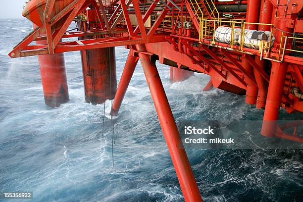 Oil Rig Platform At Sea Stock Photo - Download Image Now - Offshore Platform, Wave - Water, Construction Platform