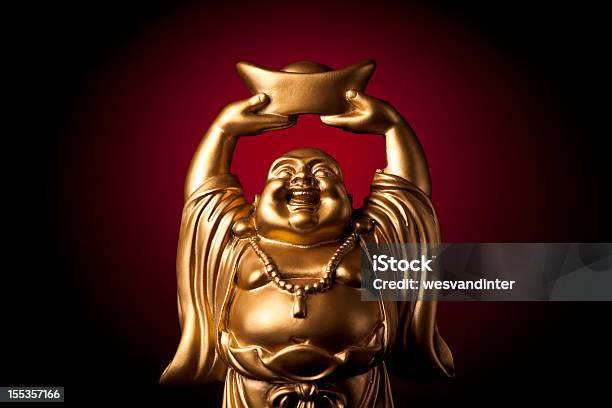 Gold Prosperity Buddha Maitreya Stock Photo - Download Image Now - Buddha, Laughing, Luck