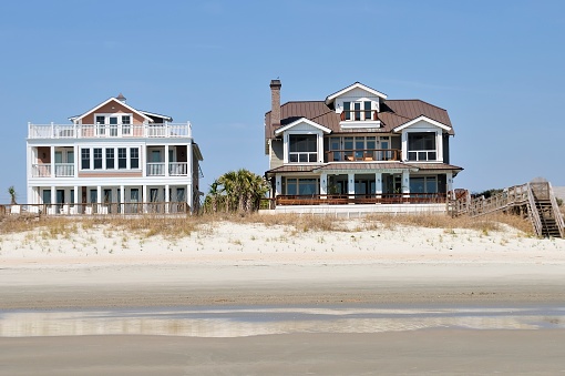 Beautiful beach houses on the Atlantic Ocean.