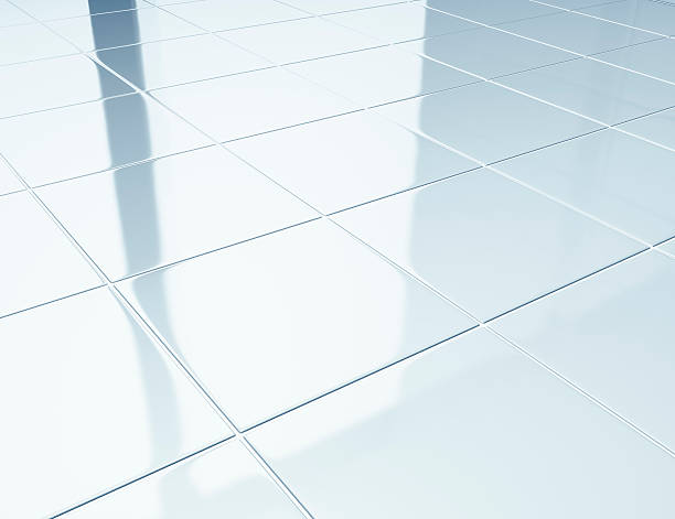 White tiles on a floor in bathroom