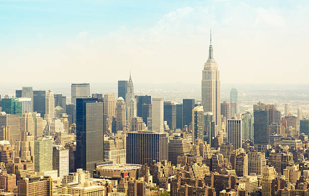 istock New York City skyline town from an Helicopter. 155357594