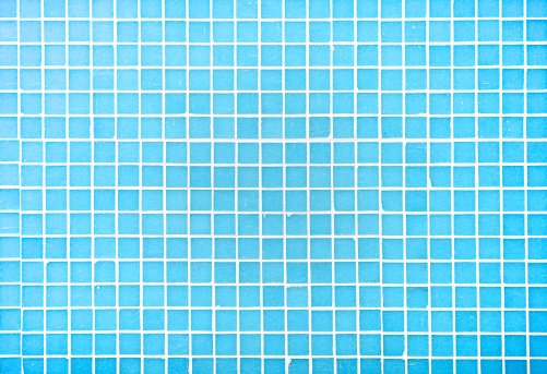 Swimming pool underwater wall with blue, turquoise tile and clear water background for cosmetic product presentation. Abstract minimal summer background. 3d render