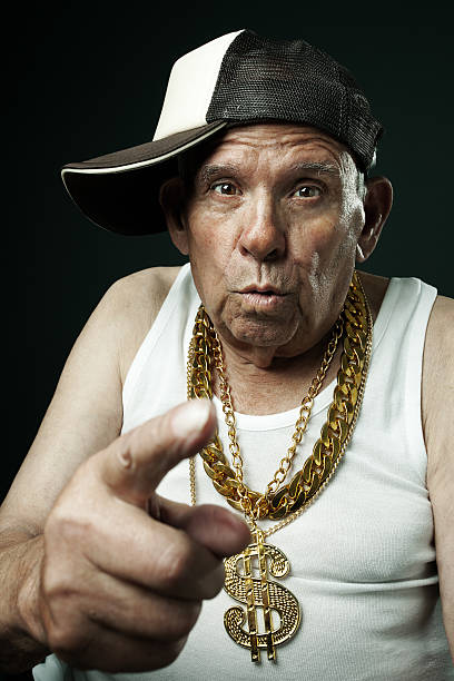 old school großvater - bling bling hip hop grandfather rap stock-fotos und bilder