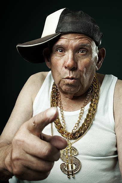 old school avô - bling bling hip hop grandfather rap imagens e fotografias de stock