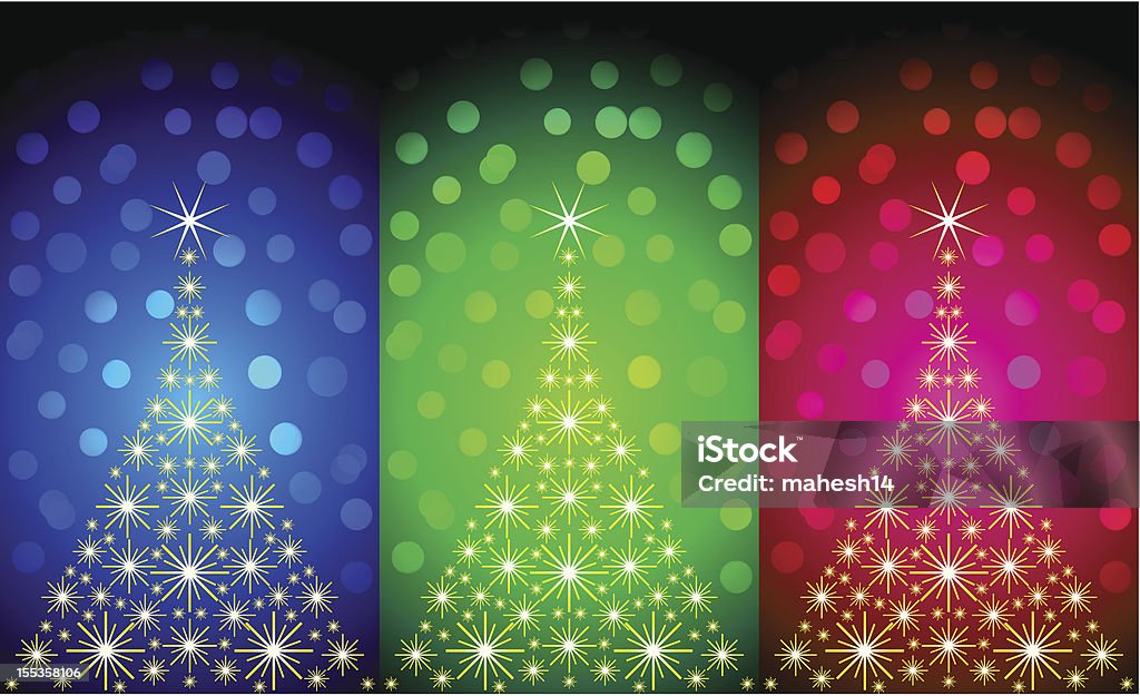 Сверкающий Рождественские деревья на размытые огни - Векторная графика Без людей роялти-фри