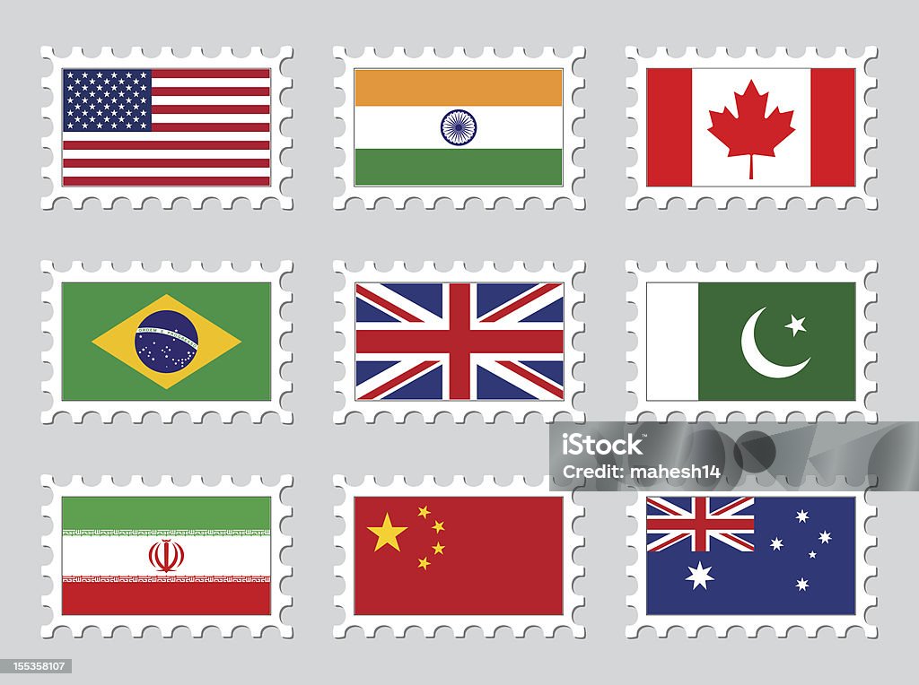 Drapeau National timbres - clipart vectoriel de Drapeau indien libre de droits