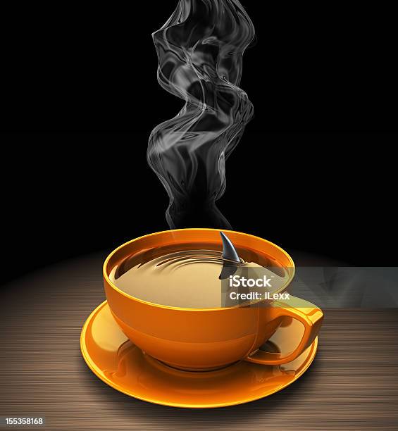 サメのヒレでホットコーヒー - コーヒーカップのストックフォトや画像を多数ご用意 - コーヒーカップ, 3D, 温かいお茶