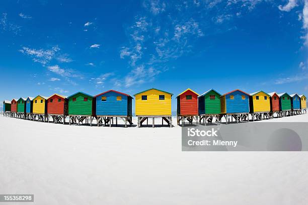 Beach Huts Muizenberg Cape Town South Africa Stock Photo - Download Image Now - Africa, Architecture, Beach