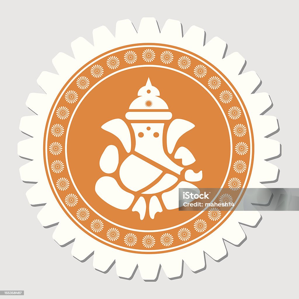 La divinité Ganesh Panneau Label - clipart vectoriel de Culture indienne d'Inde libre de droits