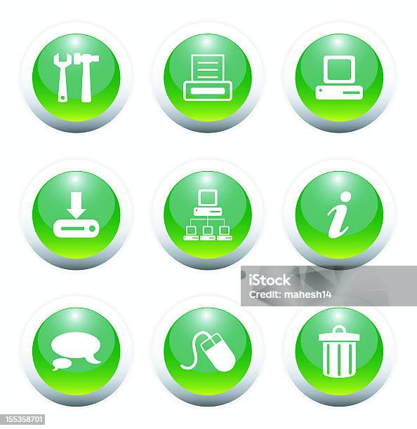 Verde Lucido Icona Web Setii - Immagini vettoriali stock e altre immagini di Affari - Affari, Attrezzatura, Bidone per il riciclaggio