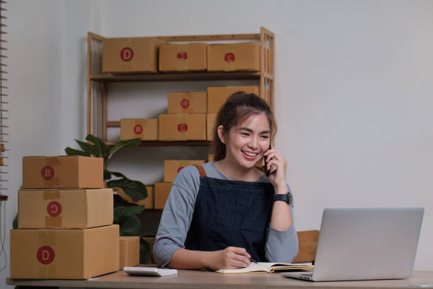 istock Small and medium business freelance worker working at home office. Startup and Online SME business concept 1553588717
