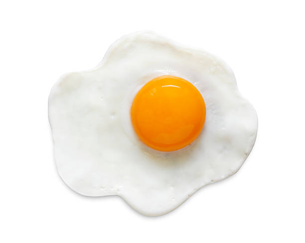 œufs frits (tracé de détourage - oeuf aliment de base photos et images de collection