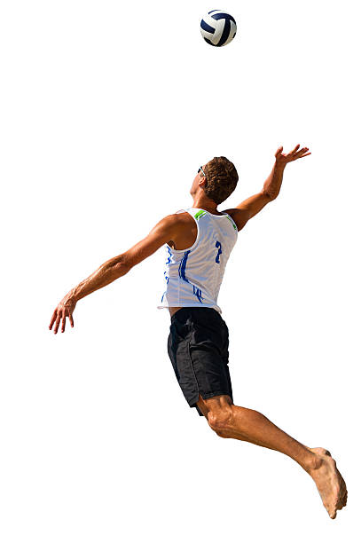 jogador de voleibol servir a bola - volleying sport summer men imagens e fotografias de stock