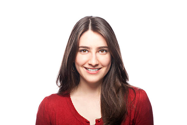 retrato de un sonriente joven mujer - brown eyes fotografías e imágenes de stock