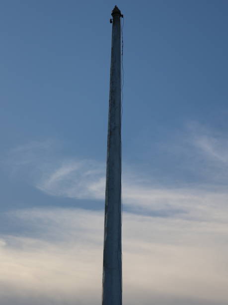 istock Silhouette trees and poles against the backdrop of blue sky 1553590390