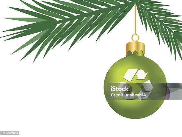 Green Christmas Bauble With Recycling Symbol Stock Illustration - Download Image Now - Recycling, Christmas, Christmas Ornament