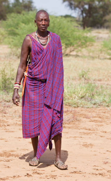 istock Masai warrior in traditional dress. Typical holed earlobe 155359066