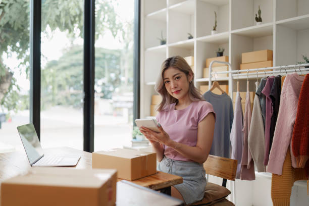 istock Small and medium business freelance worker working at home office. Startup and Online SME business concept 1553591518
