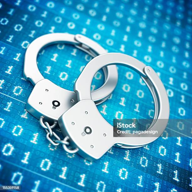 Cyber Crime Stock Photo - Download Image Now - Handcuffs, Internet, Binary Code