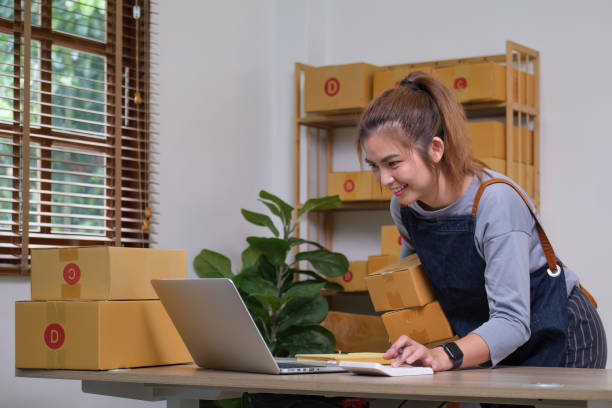 istock Small and medium business freelance worker working at home office. Startup and Online SME business concept 1553592138
