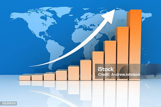 Globale Wachstum Diagramm Stockfoto und mehr Bilder von Grafik - Grafik, Globus, Blau