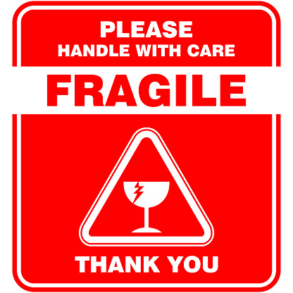 Fragile, Please handle with care, sticker vector