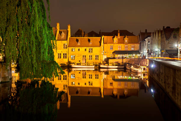 istock Rozenhoedkaai At Night, Bruges 155359472