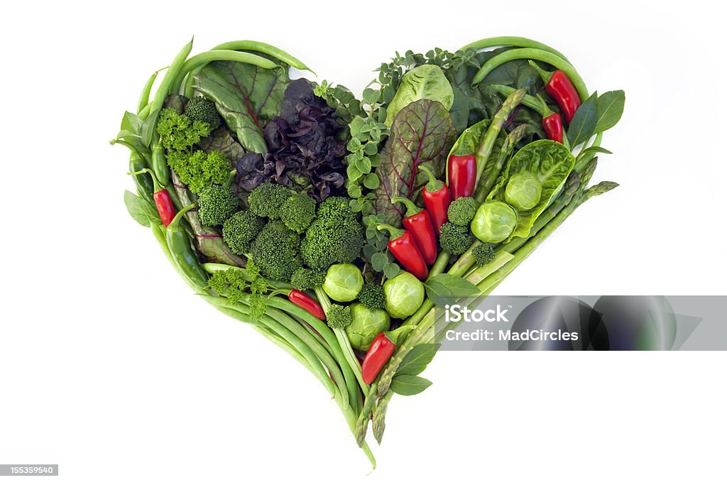 Verdure-cuore sano isolato su bianco - Foto stock royalty-free di Cucina vegetariana