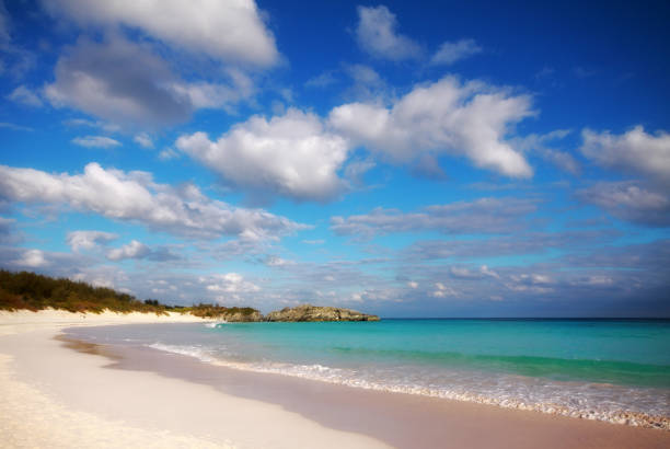 Empty and beautiful beach on the Atlantic Ocean at Horseshoe Bay, Bermuda