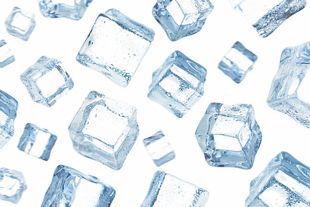 Ice cube falling on the sky Ice cube falling on the sky, adding some motion blur on ice cubes ice cube photos stock pictures, royalty-free photos & images