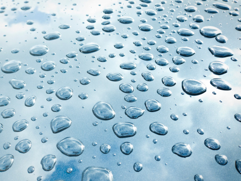 water drops on a car hood