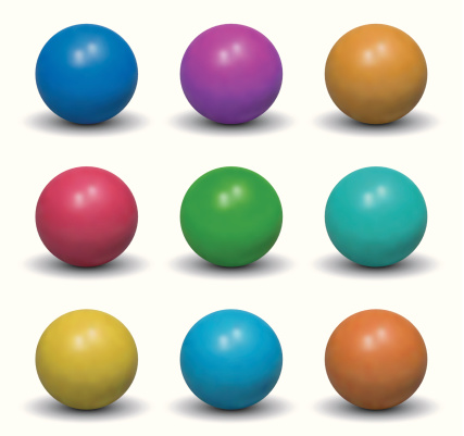 Realistic Plastic Balls - Nine Color Shades.