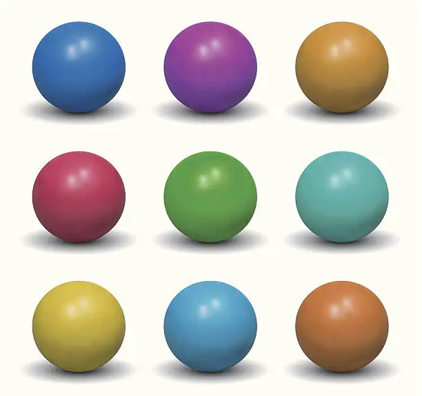 Vector illustration of Realistic Balls - Nine Color Shades