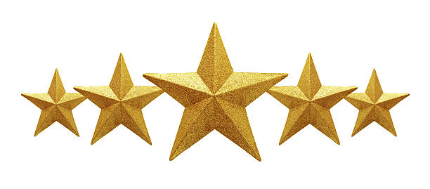 istock Golden Five Stars isolated on white background 155359810