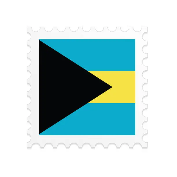Vector illustration of Bahamas flag postage stamp on white background
