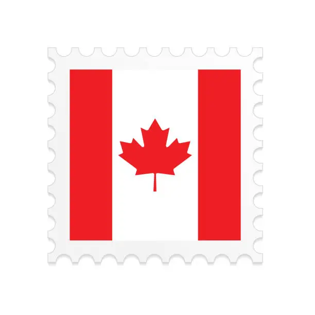 Vector illustration of Canada flag postage stamp on white background