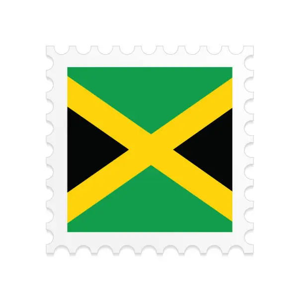 Vector illustration of Jamaica flag postage stamp on white background