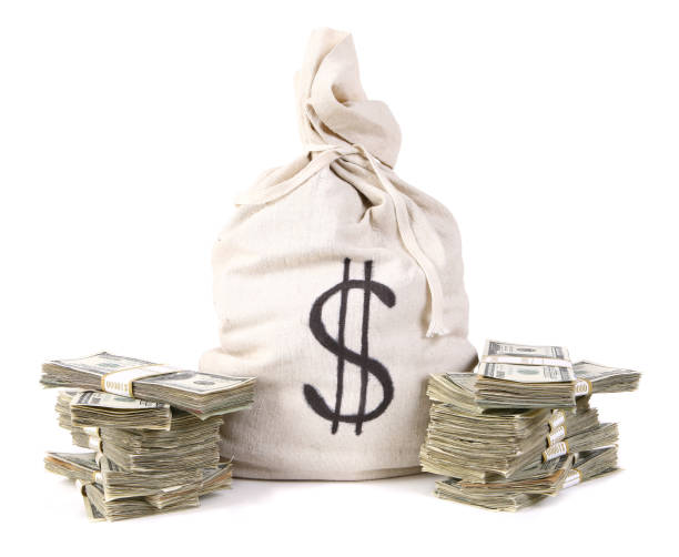 istock Money Bag with stacks of Cash 155360028