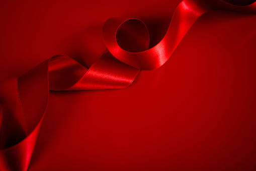 Ribbon on Red Background.