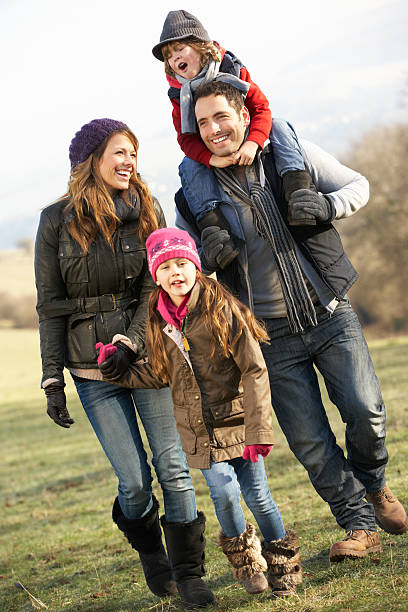 istock Family on country walk in winter 155360169