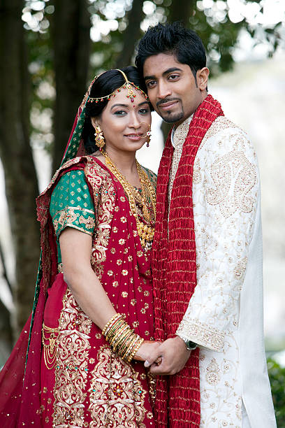 istock Indian Bride and Groom Outdoors 155360190