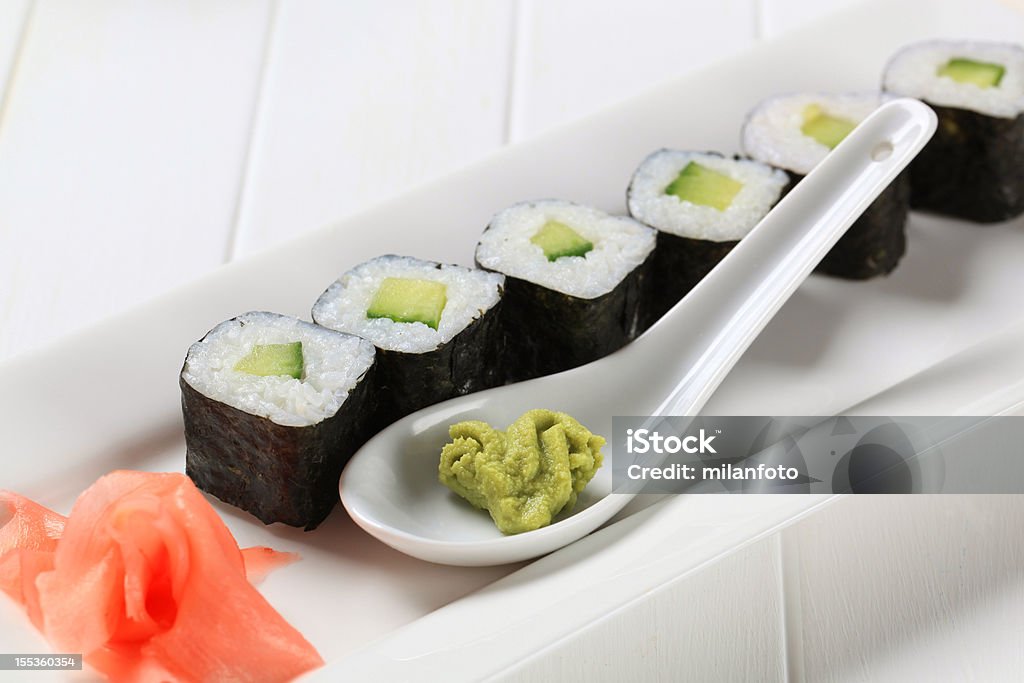 Sushi com wasabi - Foto de stock de Raiz-forte royalty-free