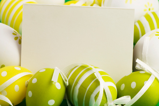 Green-Yellow Easter Eggs and Blank Card for your own Easter Greetings. 